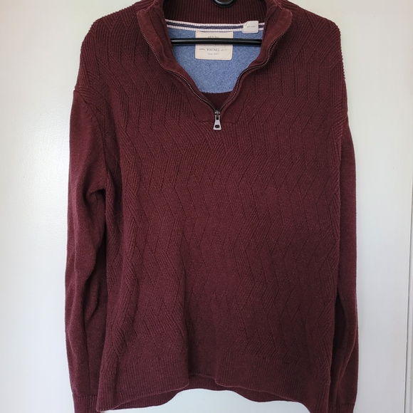 Weatherproof Vintage 1948 Other - Weatherproof Vintage Men's Burgundy Cable-Knit Quarter-Zip Sweater